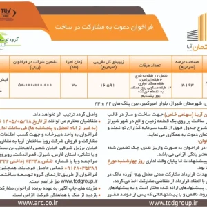 فراخوان دعوت به مشارکت در ساخت پروژه ریشمک